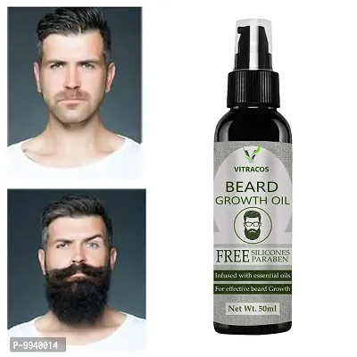 VitraCos Beard Growth Oil   50ml   More Beard Growth  With Redensyl  8 Natural Oils including Jojoba Oil  Vitamin E  Nourishment   Strengthening  No Harmful Chemicals Hair Oil   50 ml-thumb0