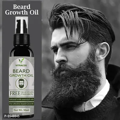 VitraCos  Beard Growth Oil   50ml   More Beard Growth  With Redensyl  8 Natural Oils including Jojoba Oil  Vitamin E  Nourishment   Strengthening   No Harmful Chemicals Hair Oil   50 ml-thumb0