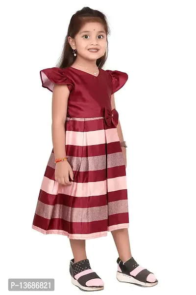 LIKADO FASHION Cotton Printed one Shoulder Frock for Girls (5 to 6 Year, Maroon)-thumb5