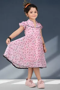 Girls Calf Length Casual Georjette Fabric Pink Colour Digital Printed Frock,kids wear,kids frock,kids dreess,baby cloth,baby frock-thumb4