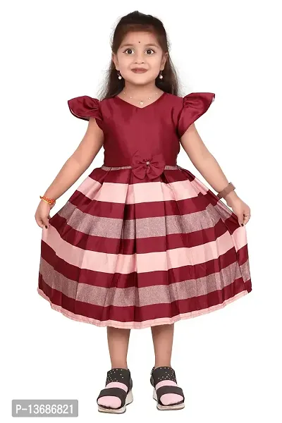 LIKADO FASHION Cotton Printed one Shoulder Frock for Girls (5 to 6 Year, Maroon)