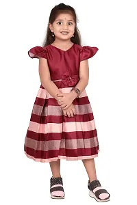 LIKADO FASHION Cotton Printed one Shoulder Frock for Girls (5 to 6 Year, Maroon)-thumb1