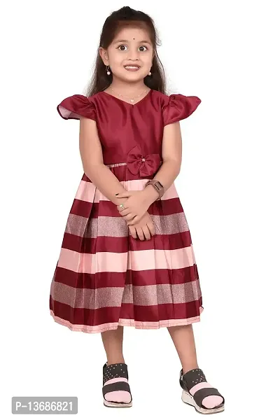 LIKADO FASHION Cotton Printed one Shoulder Frock for Girls (5 to 6 Year, Maroon)-thumb2