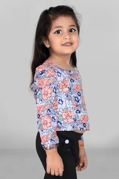 Janrika Kids Girls Printed Rayon Long Sleeve Top