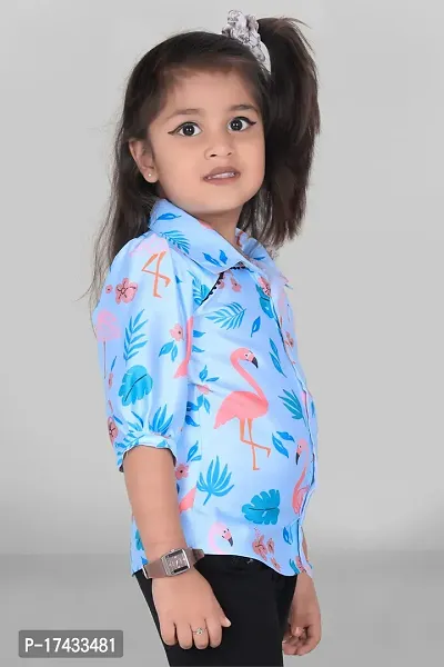 Blue Shirt For Baby Girls Satin  Fabric