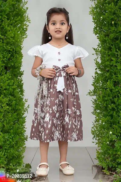 Brown And White Rayon FROCK FOR GIRL,kids wear,kids frock,kids dreess,baby cloth,baby frock-thumb0