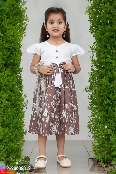 Brown And White Rayon FROCK FOR GIRL,kids wear,kids frock,kids dreess,baby cloth,baby frock