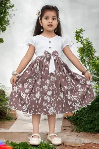 Brown And White Rayon FROCK FOR GIRL,kids wear,kids frock,kids dreess,baby cloth,baby frock-thumb3