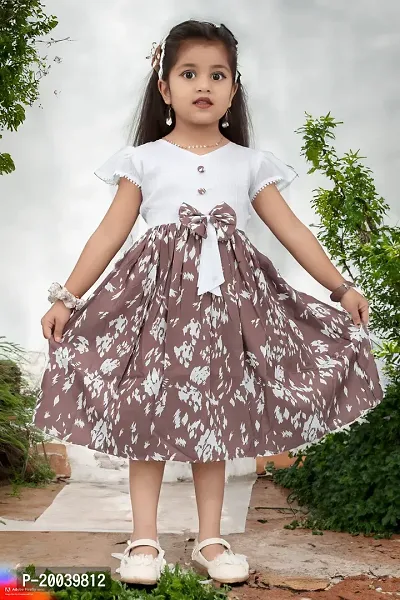 Brown And White Rayon FROCK FOR GIRL,kids wear,kids frock,kids dreess,baby cloth,baby frock-thumb4