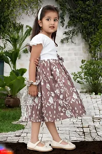 Brown And White Rayon FROCK FOR GIRL,kids wear,kids frock,kids dreess,baby cloth,baby frock-thumb1