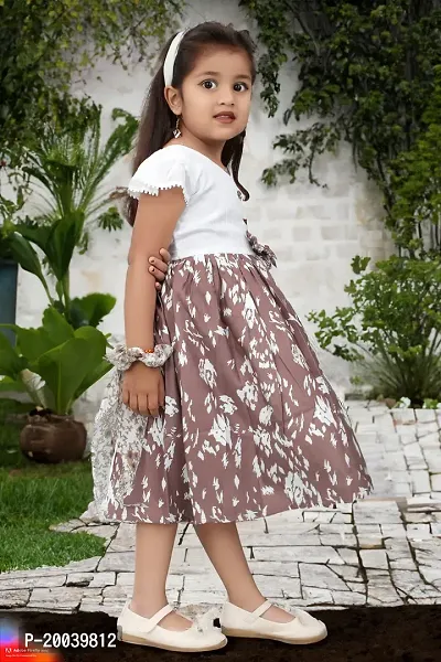 Brown And White Rayon FROCK FOR GIRL,kids wear,kids frock,kids dreess,baby cloth,baby frock-thumb2