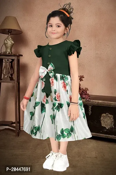 GREEN SATIN BABY FROCK-thumb3