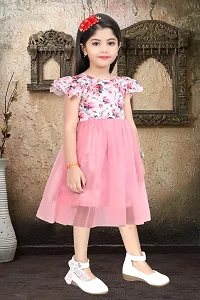 Pink Cotton Flower Printed  Baby Frock-thumb3