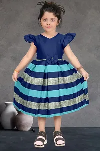 Girl's SATIN Floral Printed Frock Dress for Kids.-thumb3