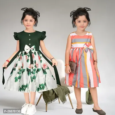 LIKADOFASHION Girls Conversational Printed Cotton Pinafore Dress Buy 1 Get 1 Free-thumb0