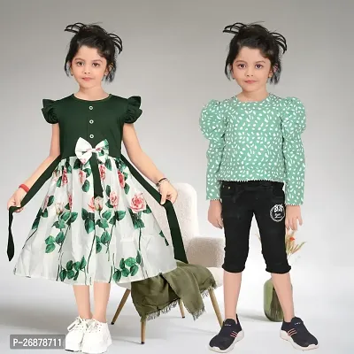 LIKADOFASHION Girls Conversational Printed Rayon Printed Dress  Top Buy 1 Get 1 Free-thumb0