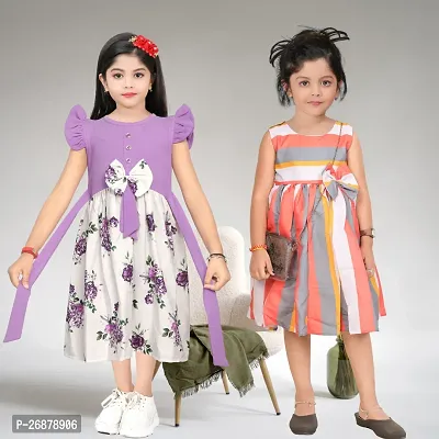 LIKADOFASHION Girls Conversational Printed Cotton Pinafore Dress  Buy 1 Get 1 Free-thumb0