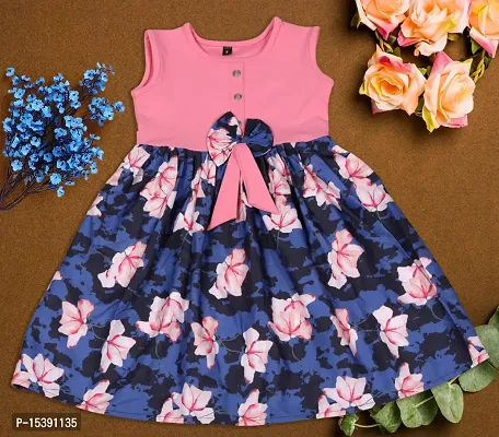 Classic Printed Frock For Kids Girls-thumb0