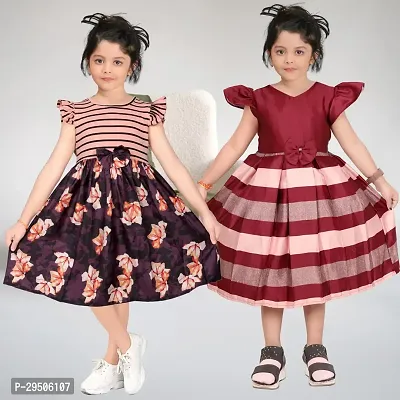 Classic Cotton Blend Printed Frocks for Kids Girl, Pack of 2