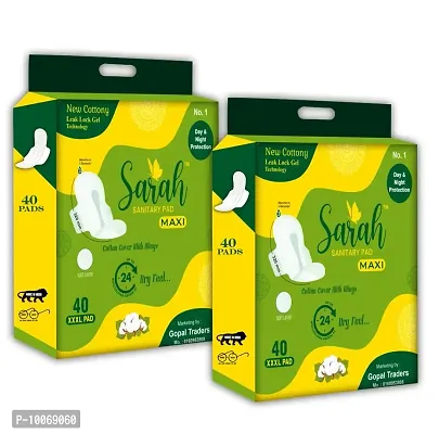 Sarah Heavy Flow Cottay XXXL Pack of 2 Sanitary Pad  (Pack of 40) no 1-thumb0