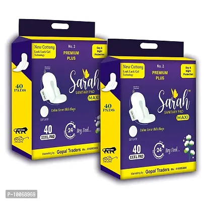 Sarah Heavy Flow Cottay XXXL Pack of 2 Sanitary Pad  (Pack of 40) no 2