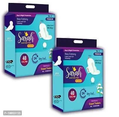 Sarah Heavy Flow Cottay XXXL Pack of 2 Sanitary Pad  (Pack of 40) no 3