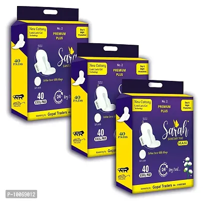 Sarah Heavy Flow Cottay XXXL Pack of 3 Sanitary Pad  (Pack of 40) no 2-thumb0