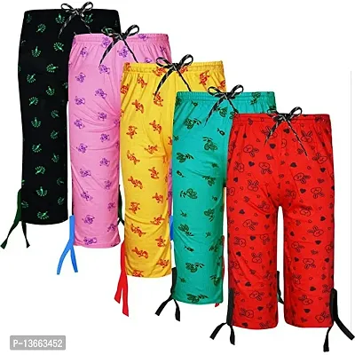 Classic Cotton Capris for Kids Girls, Pack of 5