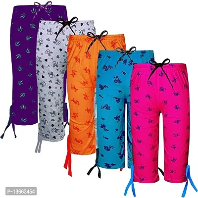 Classic Cotton Capris for Kids Girls, Pack of 5