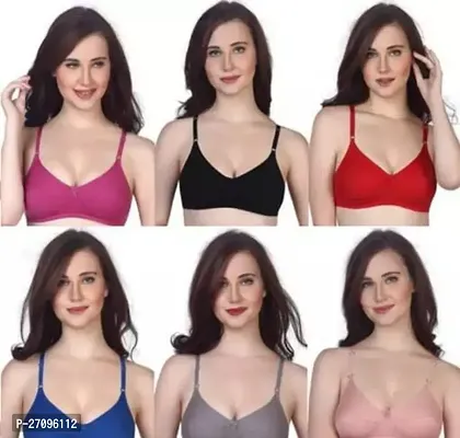 Stylish Women Cotton Blend Basic Bra Pack of 6-thumb0