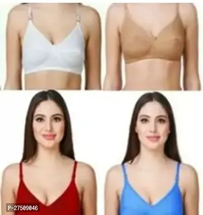 Fancy Multicoloured Cotton Bra For Women Pack Of 4-thumb0