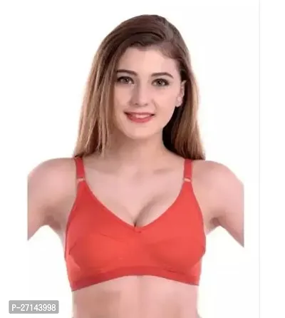 Stylish Red Cotton Solid Bras For Women