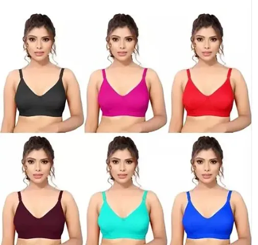 Stylish Blend Solid Bras For Women Pack Of