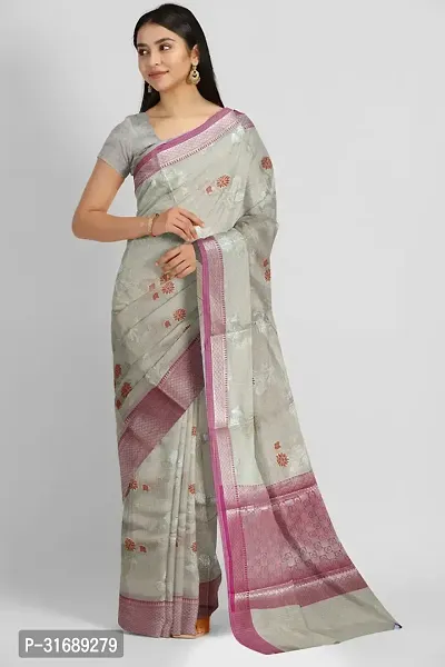 Trendy Silk Blend Saree with Blouse for Women-thumb0