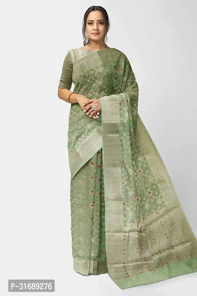 Trendy Silk Blend Saree with Blouse for Women