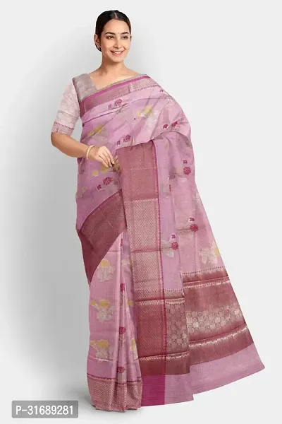 Trendy Silk Blend Saree with Blouse for Women