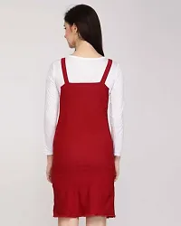 Stylish Maroon Cotton Blend Solid Bodycon Dress For Women-thumb1