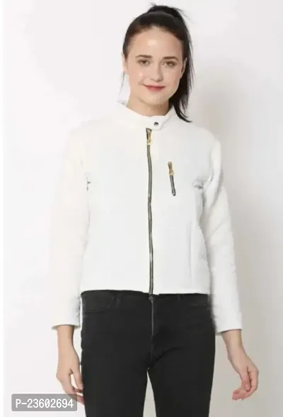 Women White Self-Design Jackets-thumb0