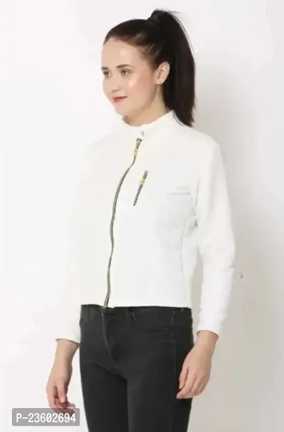 Women White Self-Design Jackets-thumb3