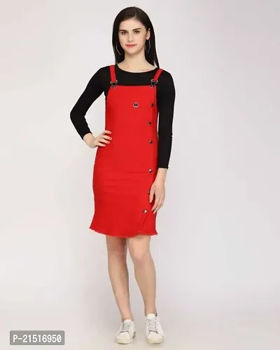 Stylish Red Cotton Blend Solid Bodycon Dress For Women-thumb0