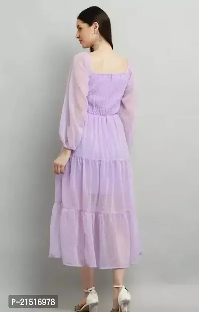 Stylish Purple Georgette Solid Maxi Dress For Women-thumb2