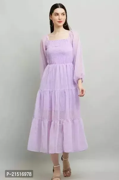 Stylish Purple Georgette Solid Maxi Dress For Women