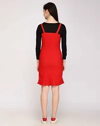 Stylish Red Cotton Blend Solid Bodycon Dress For Women-thumb1