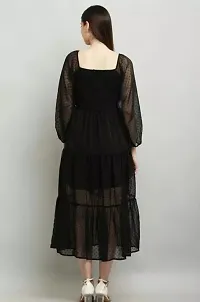 Stylish Black Georgette Solid Maxi Dress For Women-thumb1