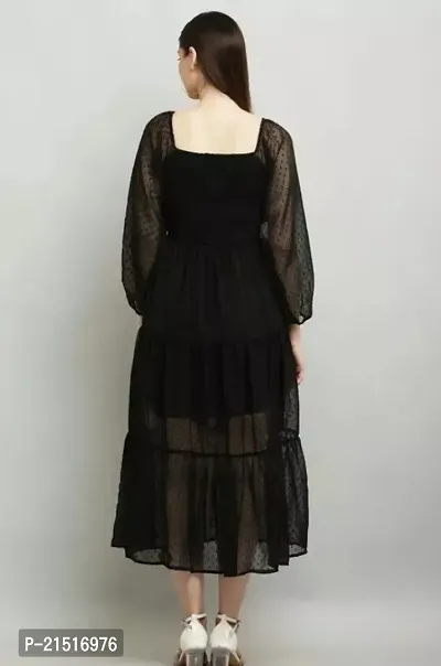 Stylish Black Georgette Solid Maxi Dress For Women-thumb2