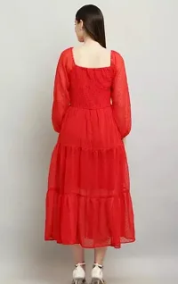 Stylish Red Georgette Solid Maxi Dress For Women-thumb1