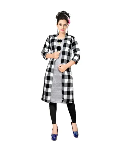 Stylish Cotton A-Line Kurti With Shrug