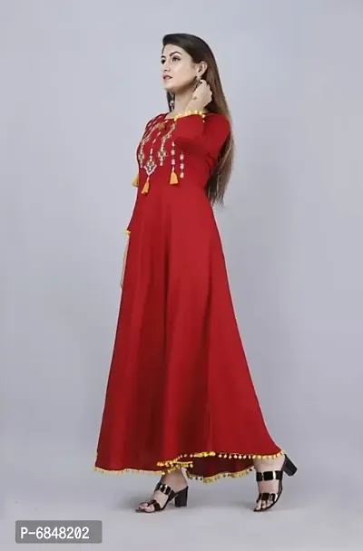 Stylish Rayon Embroidered Anarkali Kurti For Women-thumb4