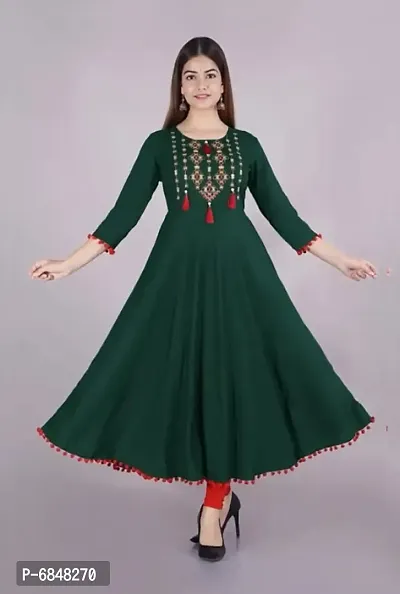 Stylish Rayon Embroidered Anarkali Kurti For Women