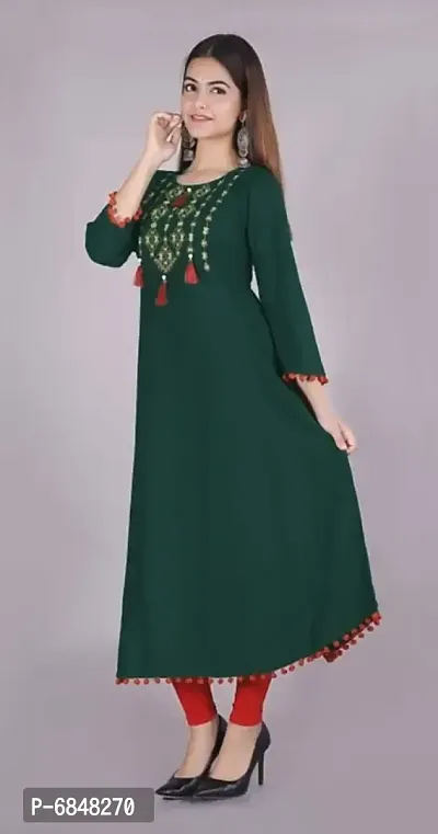 Stylish Rayon Embroidered Anarkali Kurti For Women-thumb3